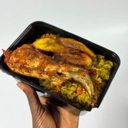 A plate of rice with Fish